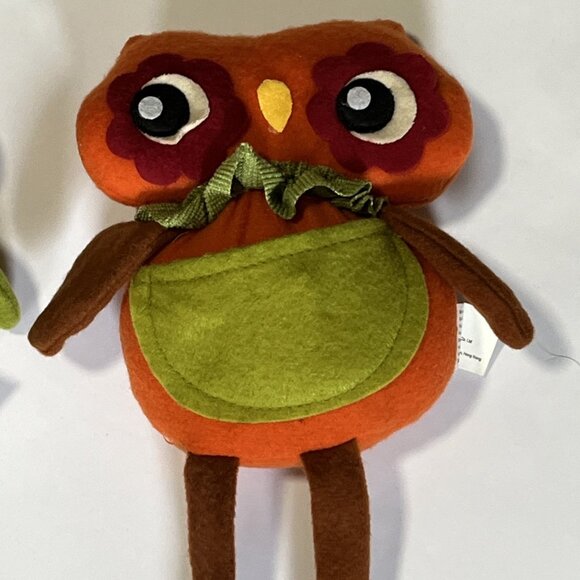 Set Of 3 Felt Pellet Body Owl Shelf Sitters Fall Mantle Decor Long Legs Wings - Picture 5 of 9